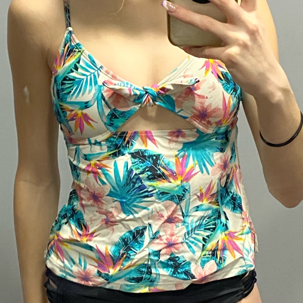 Tropical flower tankini swim suit